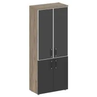 Шкаф высокий широкий (2 низких фасада ЛДСП + 2 средних фасада лакобель) Shift SK.ST-1.2R white/black